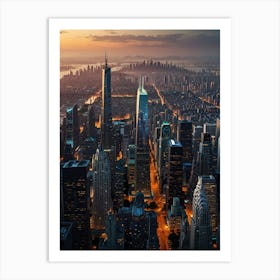 New York City At Dusk Art Print