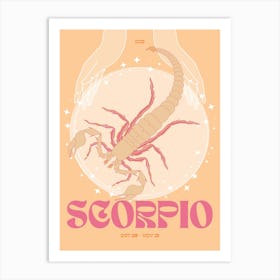 Orange Zodiac Scorpio Art Print