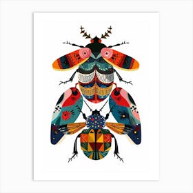 Colourful Insect Illustration Beetle 17 Art Print