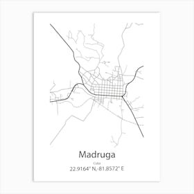 Madruga,Cuba Minimalist Map Art Print