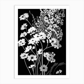 Baby's Breath Wildflower Linocut 2 Art Print