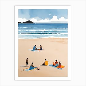 People On The Beach Painting (38) Art Print