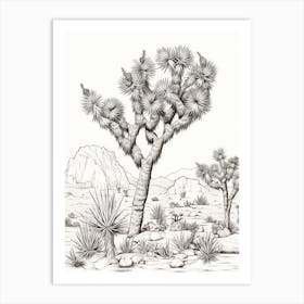  Detailed Drawing Of A Joshua Tree At Dawn In Desert 4 Art Print