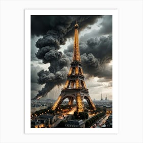 Stormy Day Eiffel Tower Art Print