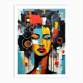 Abstract portrait Of A Black Woman, afro Art Print