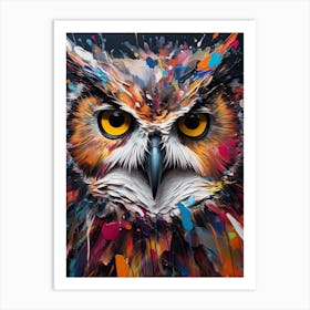 Paint Splatter Owl Art Print