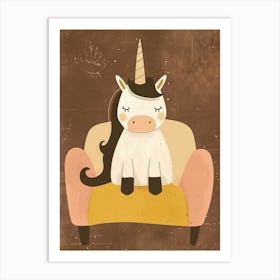 Unicorn Relaxing On The Sofa Muted Pastels 1 Art Print