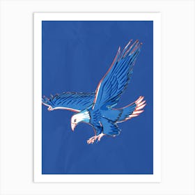 Eagle In Flight blue background Art Print