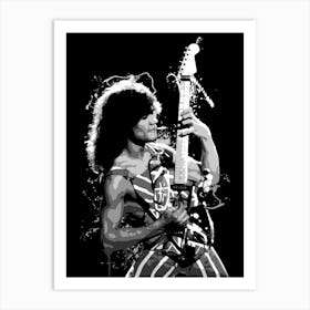 Eddie Van Halen Rock Guitarist Legend in Grayscale Art Print