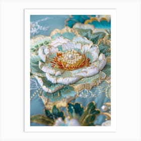 Chinese Embroidered Flower 2 Art Print