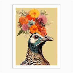 Bird With A Flower Crown Pheasant 3 Art Print