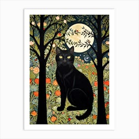 William Morris Black Cat In The Moonlight 17 Art Print