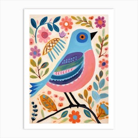 Pink Scandi Bluebird 2 Art Print