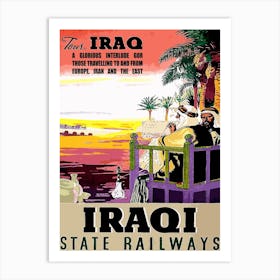 Iraq State Railways, Vintage Travel Poster Art Print