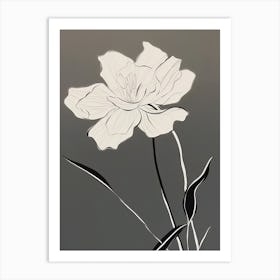 Daffodils Line Art Flowers Illustration Neutral 17 Art Print