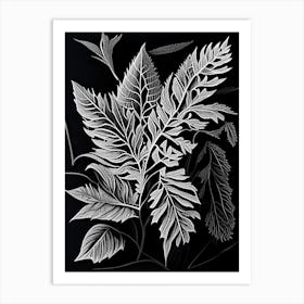 Madder Leaf Linocut 1 Art Print