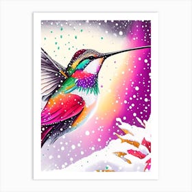 Hummingbird In Snowfall Marker Art 3 Art Print