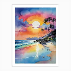 Sunset At The Beach 298 Art Print