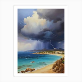 Lightning Over The Beach.2 Art Print