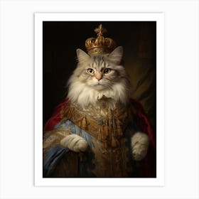 Cat With A Crown Rococo Style 1 Art Print