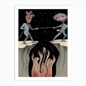 Two People Fighting Over A Heart Art Print