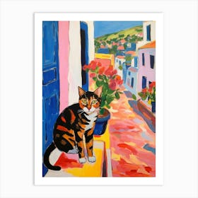 Painting Of A Cat In Faro Portugal 1 Art Print