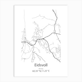 Eidsvoll,Norway Minimalist Map Art Print