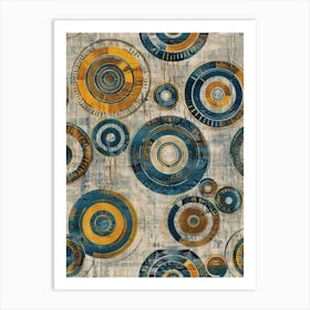 Circles In Blue And Gold 1 Art Print