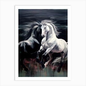 Horse Painting Black And White Impressive Art Print