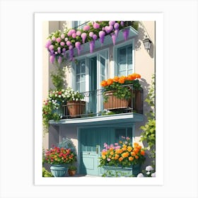 Flowers In The Balcony Art Print