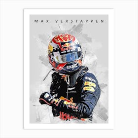 Max Verstappen Drawing Street Art Art Print