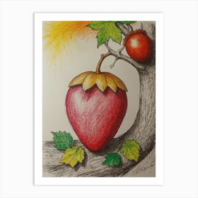 Strawberry On A Branch Art Print