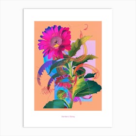 Gerbera Daisy 2 Neon Flower Collage Poster Art Print