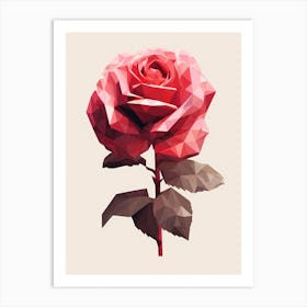 Low Poly Rose 2 Art Print