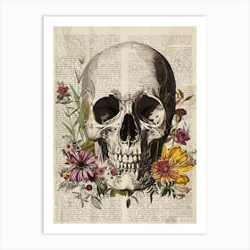 Skull And Flowers Art Print