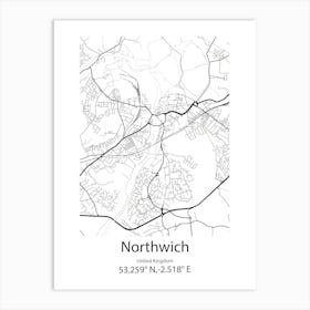 Northwich,United Kingdom Minimalist Map Art Print