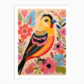 Pink Scandi American Goldfinch 2 Art Print