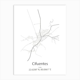 Cifuentes,Cuba Minimalist Map Art Print