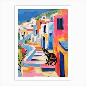 Painting Of A Cat In Athens Greece 2 Art Print