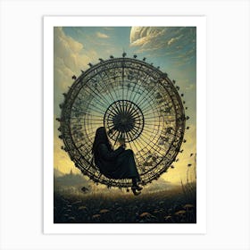 Woman In A Wheel Art Print