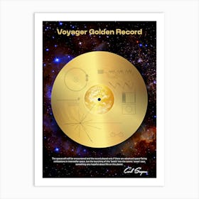 NASA Voyager 1 Golden Record with Carl Sagan quote — Space poster, science print Art Print