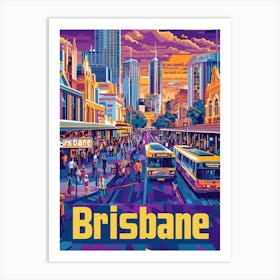 Aihrgdesign A 1970s Inspired Travel Poster For Brisbane Depic Baaae801 85f5 4aa3 9bbb 88c7df68fc17 1 Art Print