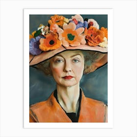 Woman With A Flower Hat 1 Art Print