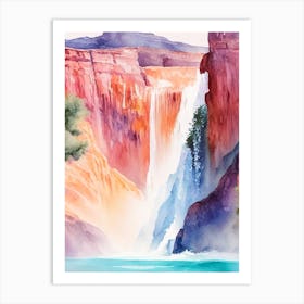 Havasu Falls, United States Water Colour  (2) Art Print