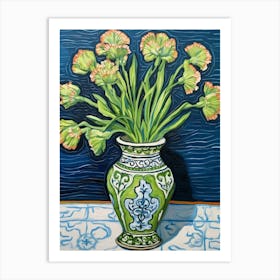 Flowers In A Vase Still Life Painting Carnation Dianthus 1 Art Print