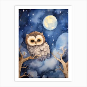 Baby Owl 3 Sleeping In The Clouds Art Print