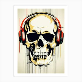 Skull With Headphones 118 Art Print