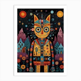 Cat In The Night Sky Art Print