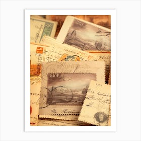 Old Postage Stamps 1 Art Print