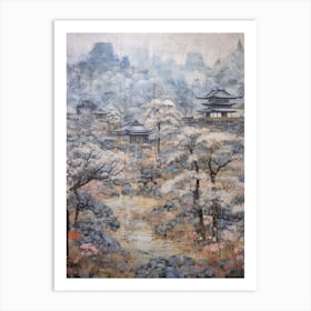 Winter City Park Painting Kenrokuen Garden Kanazawa Japan 2 Art Print